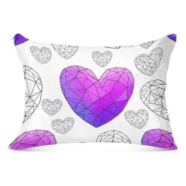 Imagem de Fronha decorativa de corações poligonais com zíper padrão queen king size fronhas divertidas para cama de casa sofá, tamanho king, 50,8 cm x 101,6 cm