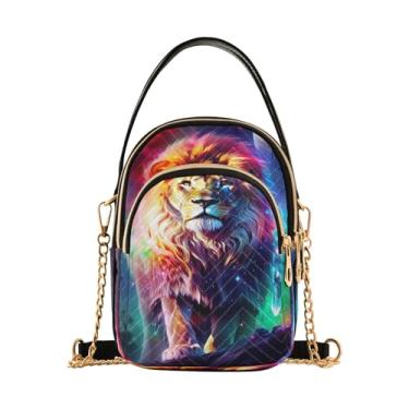 Imagem de Wolf in Starry Night Bolsa tiracolo antirroubo feminina bolsas e bolsas carteiro para mulheres, Leão, 15*21*8cm