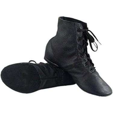 Imagem de TMEEIHNSS Botas femininas Cheapdancing de couro para prática de dança Jazz Botas de cano alto com sola macia, preta, Preto, 41