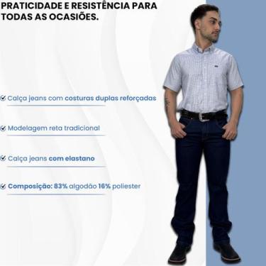 Imagem de Calça Jeans Country Masculina Tradicional Elastano Dawson, Azul, 42