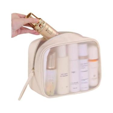 Imagem de Bolsa De Maquiagem Multifuncional Semi-Transparente De Grande Capacida