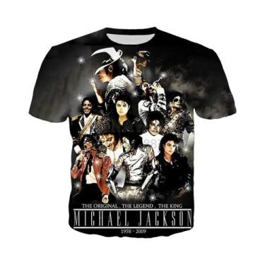 Imagem de Camiseta Masculina Retrô Michael Jackson Hip-Hop Verão Casual Harajuku