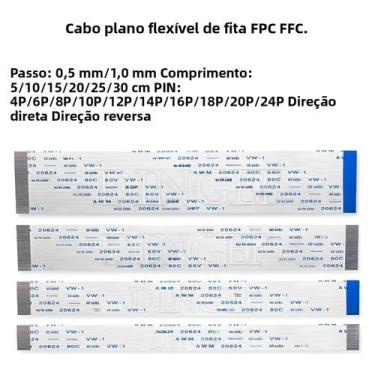 Imagem de Cabo Flexível Plano FPC FFC Ribbon 10PCS 4-20 Pinos 0.5MM 1.0MM Tipo a