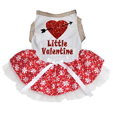 Imagem de Petitebella Vestido de cachorro com tutu vermelho e flecha coração para dia dos namorados (2GG, branco)