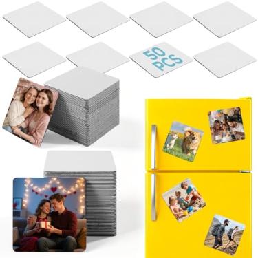 Imagem de MAIKESUB 50 peças em branco de sublimação quadradas a granel - ímãs de geladeira de metal transparente de 6 x 6 cm para personalização, presentes fotográficos, ornamentos e uso de máquina de