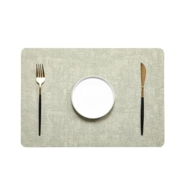 Imagem de Jogo americano de couro, conjunto de 6 tapetes de mesa à prova d'água e resistente a arranhões para jantar - porta-copos de couro de grão natural para mesa de cozinha, casa de fazenda, decoração