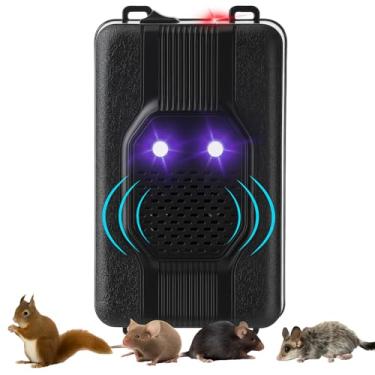 Imagem de Qualirey 1 repelente ultrassônico de roedores para motores de carros, repelente de roedores sob o capô, repelente de ratos operado por bateria com luz estroboscópica, mantém os ratos fora da garagem