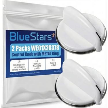 Imagem de Maçaneta de controle ultra durável WE01X20378 com anel de metal de substituição de peça da Blue Stars – Ajuste exato para secadoras e arruelas elétricas gerais – Substitui WE01X20432 WH01X10307 WH01X10460 – Pacote com 2