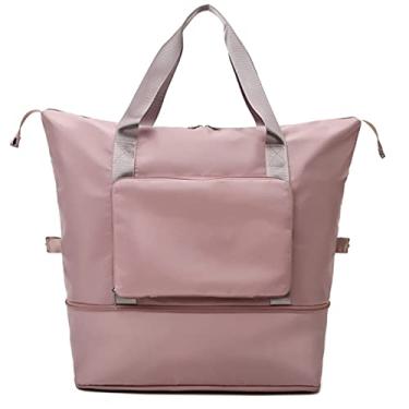 Imagem de Bolsa de Viagem Dobrável Grande Capacidade Mala Leviana Mão Organizador Maquiagem com Cinto Fixo para Mulheres e Meninas