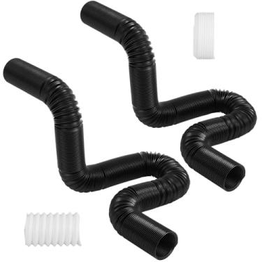 Imagem de Glooglitter 2 peças de tubo flexível extra de 2,4 m com conector, tubo extensor de 5 cm de diâmetro para drenagem lateral ou emenda da bacia de captura, conector de calha, drenagem de água da chuva