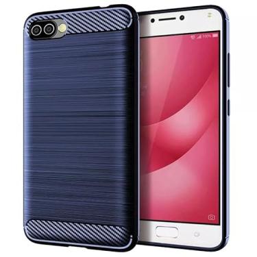 Imagem de Capa Case Para Asus Zenfone 4 Max (ZC520KL) (Tela 5.2) Carbon Fiber Leve Fina Maleável (Azul)