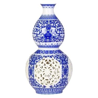 Imagem de Vaso de decoração de vaso de cerâmica perfeito para flores reais ou falsas | Adequado para sala de estar e quarto de estudo | Azul 76 x 63 cm para decoração de cerâmica