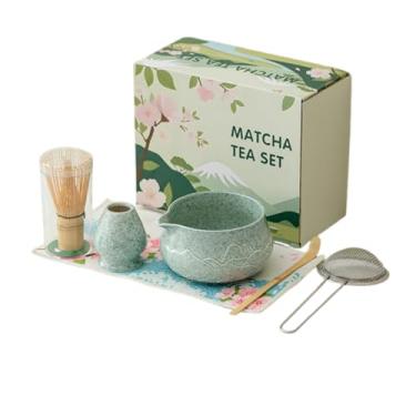 Imagem de Conjunto de Copo Matcha com Montanha em Relaief Cerâmico Design Bico Integrado - Essencial 6 Peças Incluindo Batedor Colher Cernidor Chá para Experiên