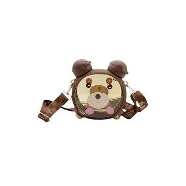 Imagem de Garrafa de Água Infantil Urso com Alça, Rosa, 750ml, Material de Silicone e Poliéster, Design Portátil, Tampa com Vedação, Canudo Embutido, 16.5x14.5x5cm