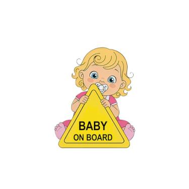 Imagem de Vesvory Adesivo de bebê a bordo para carros, placas de segurança fofas refletivas de alta intensidade, decalque de segurança de vinil à prova d'água para dirigir à noite para para-choques de janelas
