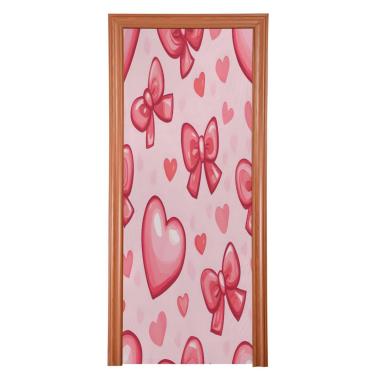 Imagem de ATTX Dia dos Namorados Corações Vermelhos Capa para Porta da Frente - Tecido Elástico Lavável Decoração de Festas para Festas, Casa, Decoração de Porta da Frente, 330 x 98 Polegadas (330)