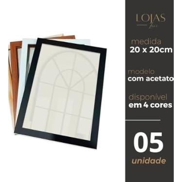 Imagem de KIt 5 Moldura Quadro 20x20cm Com Acetato Poste Certificado fotos Imagem (Madeira Clara)