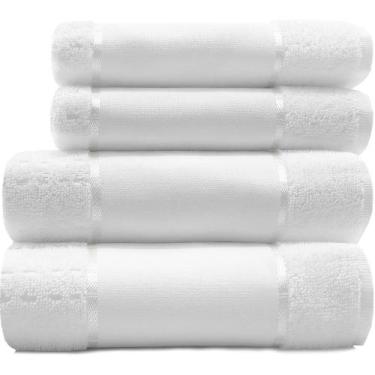 Imagem de Jogo de Toalhas 4 Peças Banho + Rosto Para Pintar e Bordar Ponto Russo