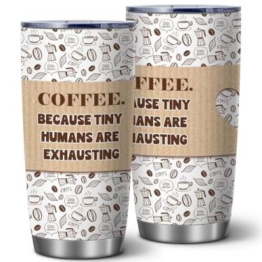 Imagem de ATHAND Copo de café engraçado, Coffee Because Tiny Humans Are Exhaustings, copo de aço inoxidável isolado de 590 ml com tampa, canecas sarcásticas, presentes inovadores para pais, mulheres, homens, 1