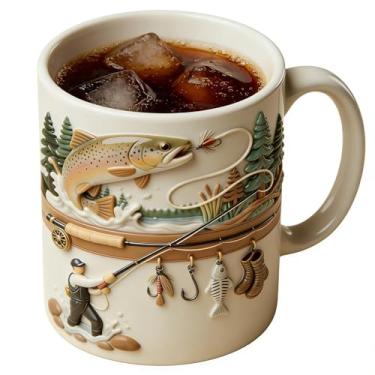 Imagem de Caneca De, Cerâmica 350ml Divertida e para Decoração, Copo de Café para dor, para Clima Frio, Campismo, Caminhadas, Piquenique, Fogueira, Festa, Jogos, Água, Chá, Whisky