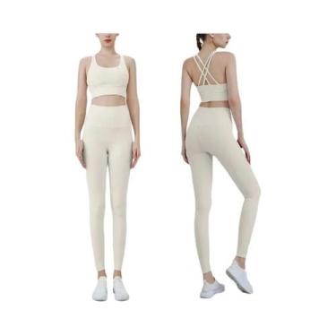 Imagem de Conjunto De Yoga Feminino De Verão 2 Peças: Top Esportivo De Nylon Com