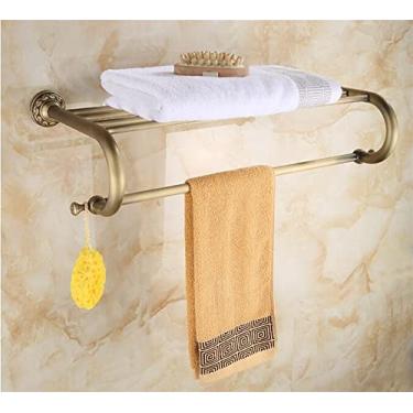 Imagem de HHHJQFAAT Toalheiro antigo bronze latão esculpido acessórios de banheiro, ferragens de banho de latão sólido toalheiro, suporte de toalha prateleira
