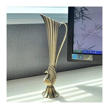 Imagem de U5GAAALPPQ9 Vaso decorativo europeu retrô pavão vaso de liga metálica ouro/bronze pequeno vaso moderno mesa jardinie criativo casa decorativa garrafa de flores vaso de flores (cor: B2) (E5)