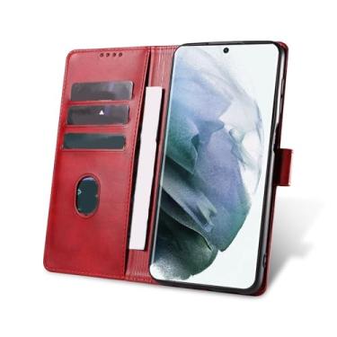 Imagem de Yunir Capa Carteira para S25 Ultra, Suporte para 3 Cartões Com Compartimento para Cartão de Crédito, Capa Protetora para Carteira S25 Ultra Com Porta-cartões, Fólio de Couro Com (Vermelha)