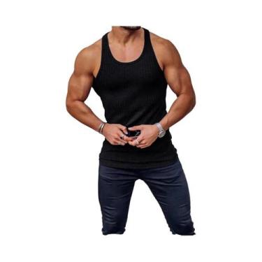 Imagem de Camiseta Regata Masculina De Verão Com Listras Para Academia, Sem Mang