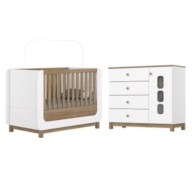 Imagem de Jogo de Quarto Infantil Aconchego com Cômoda e Berço - Móveis Henn