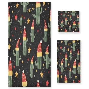 Imagem de xigua Cactos conjunto de toalhas de banheiro absorvente macio 3 peças toalha de banho toalha de mão toalhas decorativas para banheiro, academia, hotel, praia, piscina