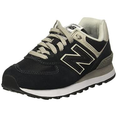 Imagem de New Balance Tênis feminino 574 V2 Mochila, Preto/laranja, 8.5 Wide
