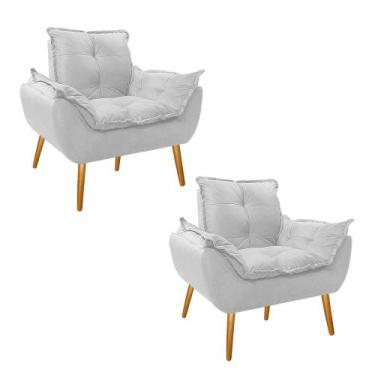 Imagem de Kit 02 Poltronas Opala Palito Sintético - Amarena Móveis, Branco