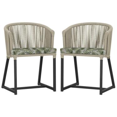 Imagem de 2 Cadeiras De Jantar Noronha Preta Corda Náutica E5 Trama Rami