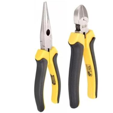 Imagem de Kit-1 Alicate de Bico Meia Cana 6" Pol Reto+1 de Corte Diagonal 6" Pol