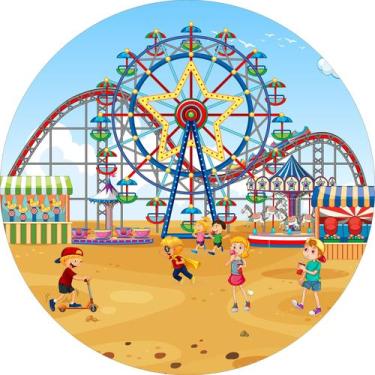 Imagem de Painel de Lona Redondo Parque de Diversão Crianças - Fabrika de Festa,