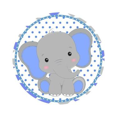 Imagem de Painel de Tecido Sublimado Redondo Elefantinho Chevron Azul C/Elástico