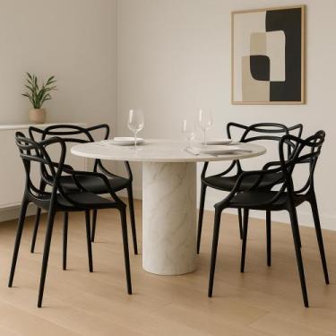 Imagem de Kit 04 Cadeiras Allegra Polipropileno Empilhável Preto Jantar Cozinha 