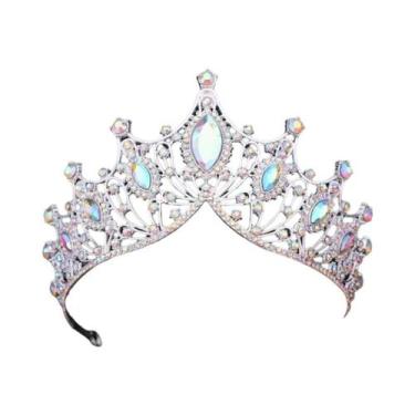 Imagem de Tiara De Noiva De Cristal Prateado Com Strass, Coroa De Princesa Para 