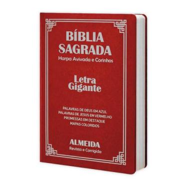 Imagem de Biblia Sagrada Letra Gigante Luxo Popular - Vermelho - Com Harpa - RC 