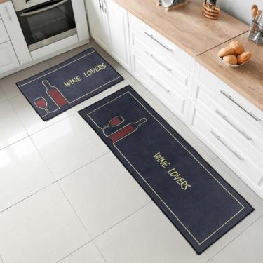 Imagem de Jogo de Cozinha Kit com 02 Peças Passadeira Antiderrapante Gourmet - -