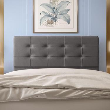 Imagem de Cabeceira Casal 1,60m Atenas Suede Cinza Dal Poz Estofados