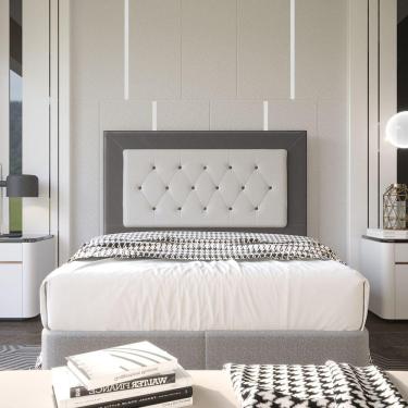 Imagem de Cabeceira Casal 1,40m Havana Suede Cinza Dal Poz Estofados