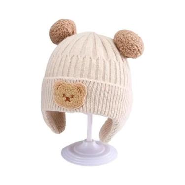 Imagem de Gorro De Lã Para Bebê Com Orelhas De Urso, Proteção Quente E Espessa, 