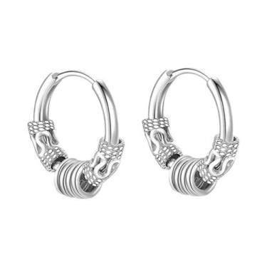 Imagem de Brincos Huggie Hoop Unissex Em Aço Inoxidável Estilo Punk Viking Com D