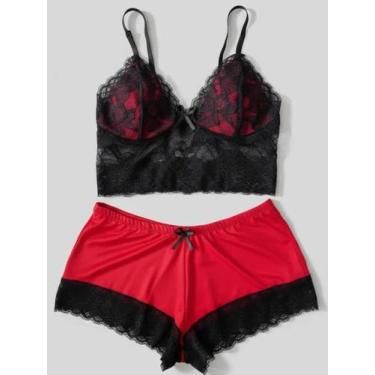 Imagem de Baby Doll Cropped 36 ao 52 Plus Size Pijama Feminino Sensual Com Detal