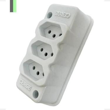 Imagem de Tomada Cerge Tripla 2P+T 10A Extensão Barra Externa Branca 3 - Congrat