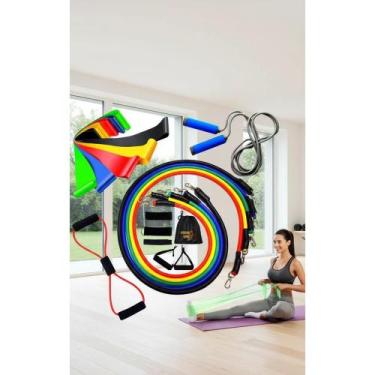Imagem de Kit 20 Peças Treino Em Casa: Elásticos e Corda - Congratulations Store