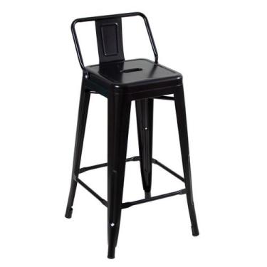 Imagem de Banqueta Laráz Iron Tolix Média com encosto 66cm Preto - Laraz