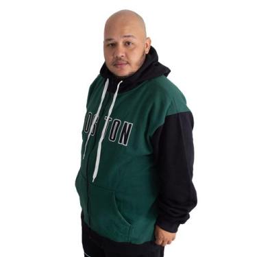 Imagem de Jaqueta Moletom Masculina Plus Size M10 Dunk Boston, Verde,  G2